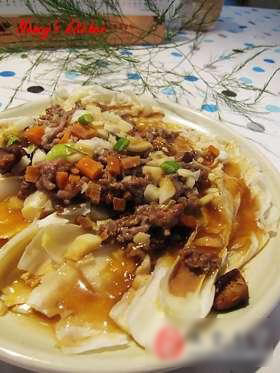 蒜蓉牛肉蒸白菜